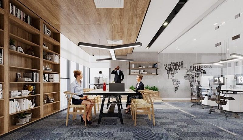 Mẫu thiết kế nội thất văn phòng độc đáo của công ty Lũng Lô tại Skylight Minh Khai Hà Nội.